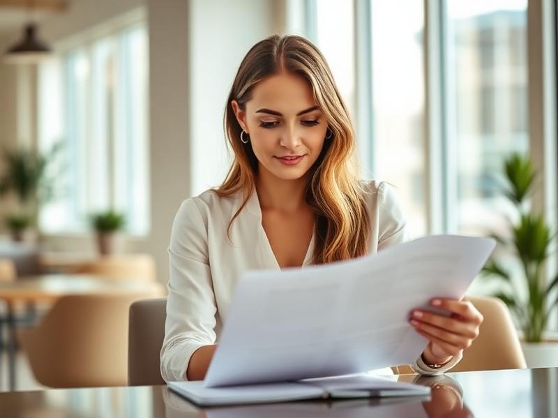 Donna che analizza documenti finanziari